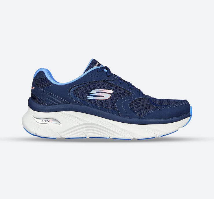 Women's Wide Fit Skechers 149686 Relaxed Fit Arch Fit D'lux Trainers - Navy/Blue