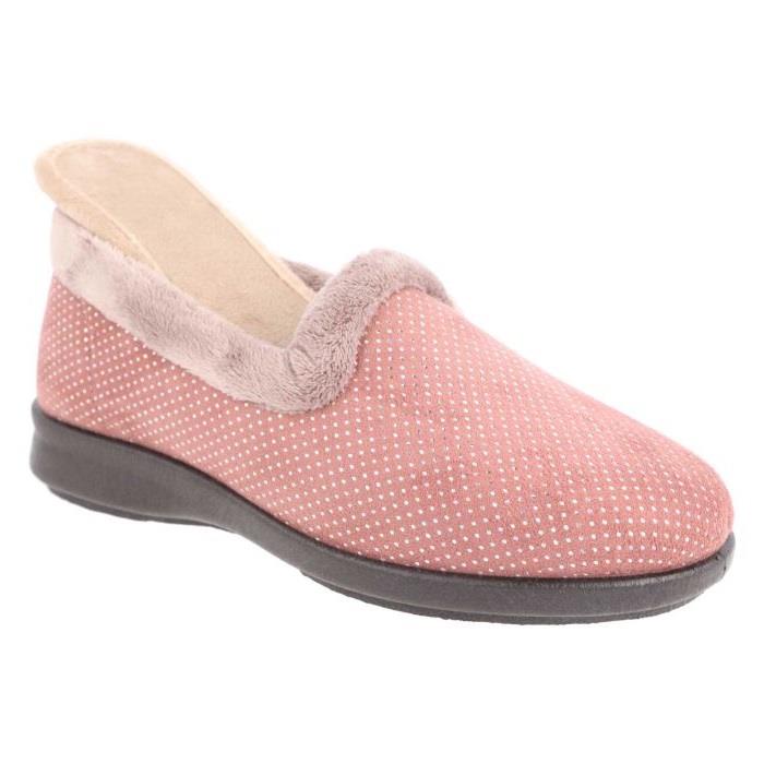 Women's Wide Fit DB Betony Slippers in Rose Velour / Shiny Dot - Image 1