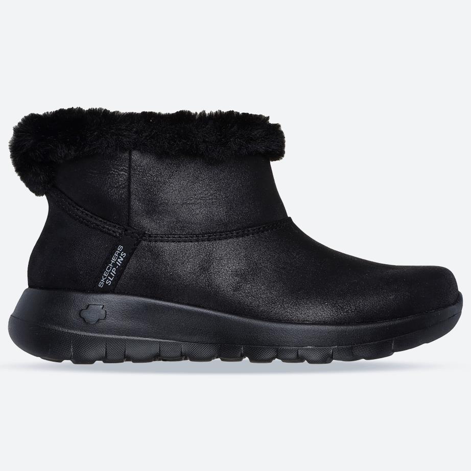 Women's Wide Fit Skechers 144800 Slip-ins On The Go Joy Cozy Dream Boots in Black - Image 1