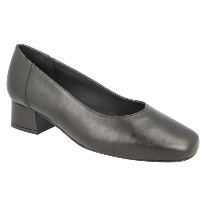 Women's Wide Fit DB Hyperion Heel Court Shoes in Black Leather - Image 3