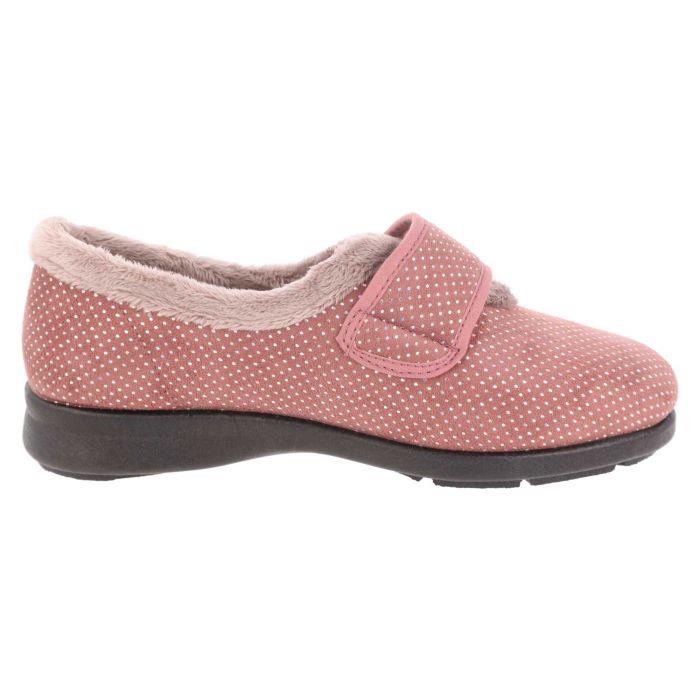 Women's Wide Fit DB Heidi Slippers in Black Velour / Shiny Dot - Image 1