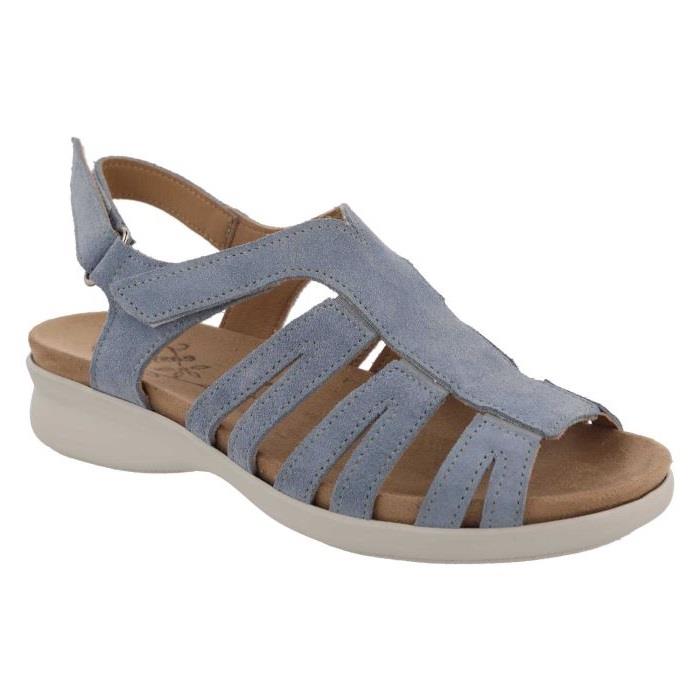 Women's Wide Fit DB Treasure Sandals in Sky Blue Leather - Image 5