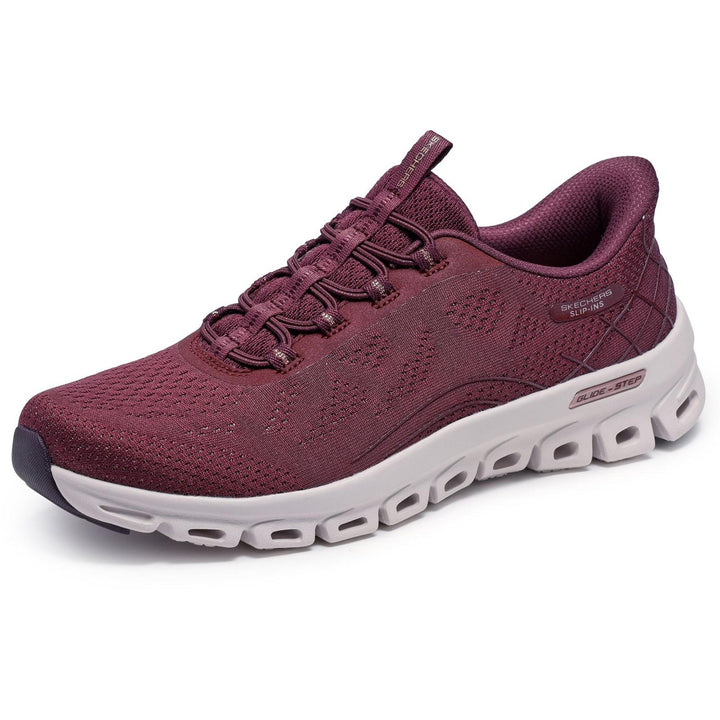 Women's Wide Fit Skechers 104750 Slip-ins Glide Step Elevate Amaze Trainers in Burgundy - Image 1