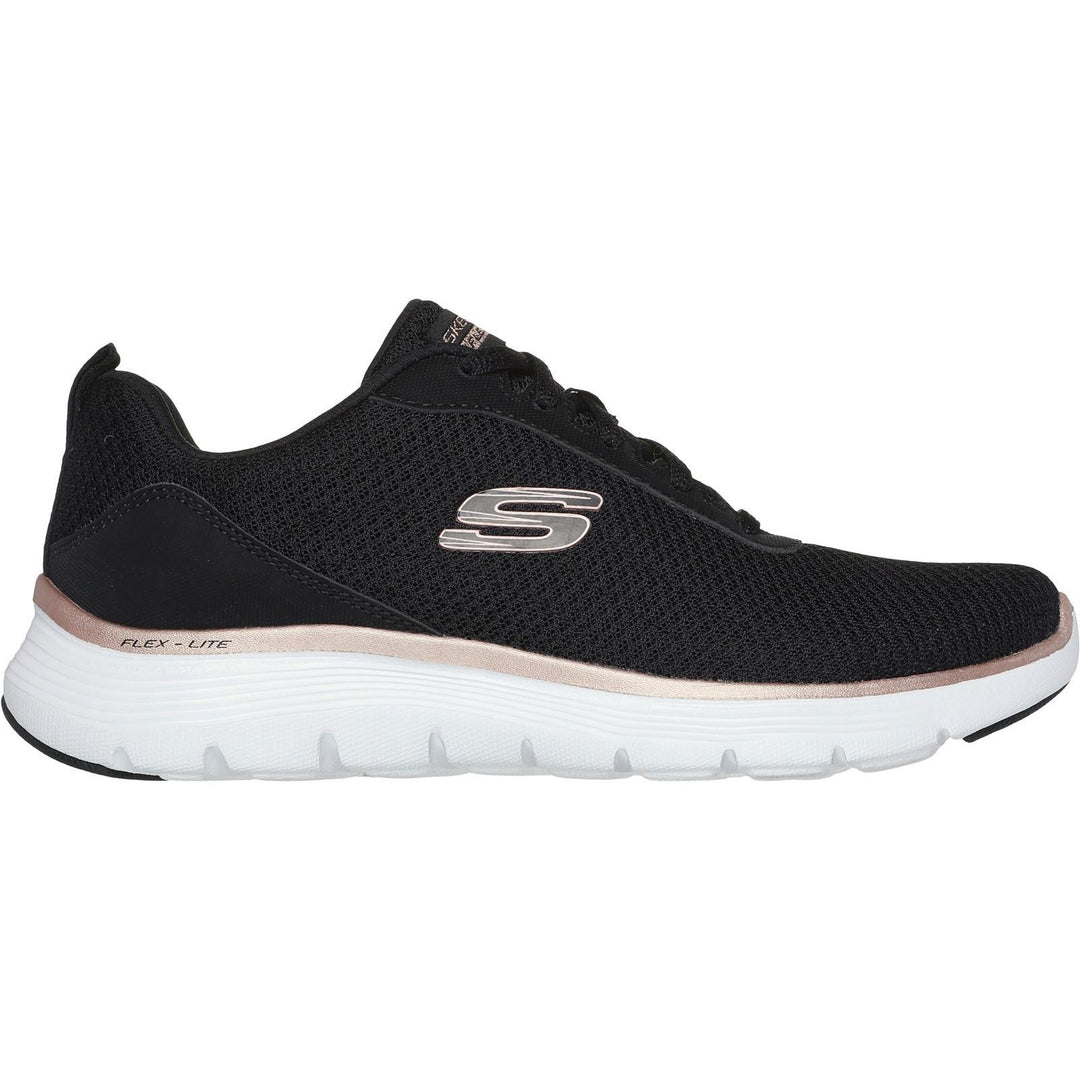 Womens Wide Fit Skechers 150206 Flex Appeal 5.0 Uptake Trainers in White/Silver - Image 2