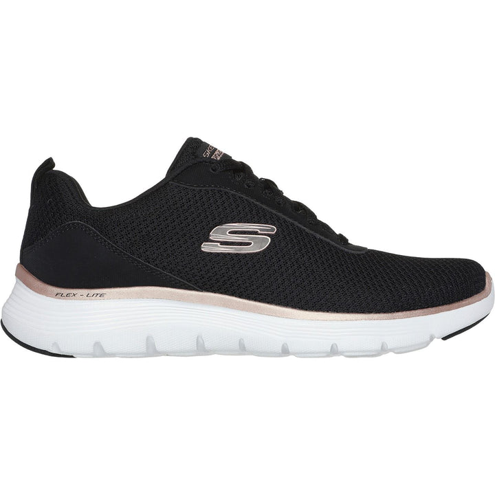Womens Wide Fit Skechers 150206 Flex Appeal 5.0 Uptake Trainers in White/Silver - Image 1