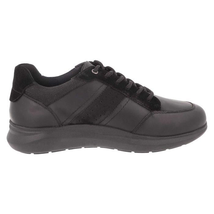 Men's Wide Fit DB Owen Lace Up Trainers in Black Leather / Black Suede - Image 4