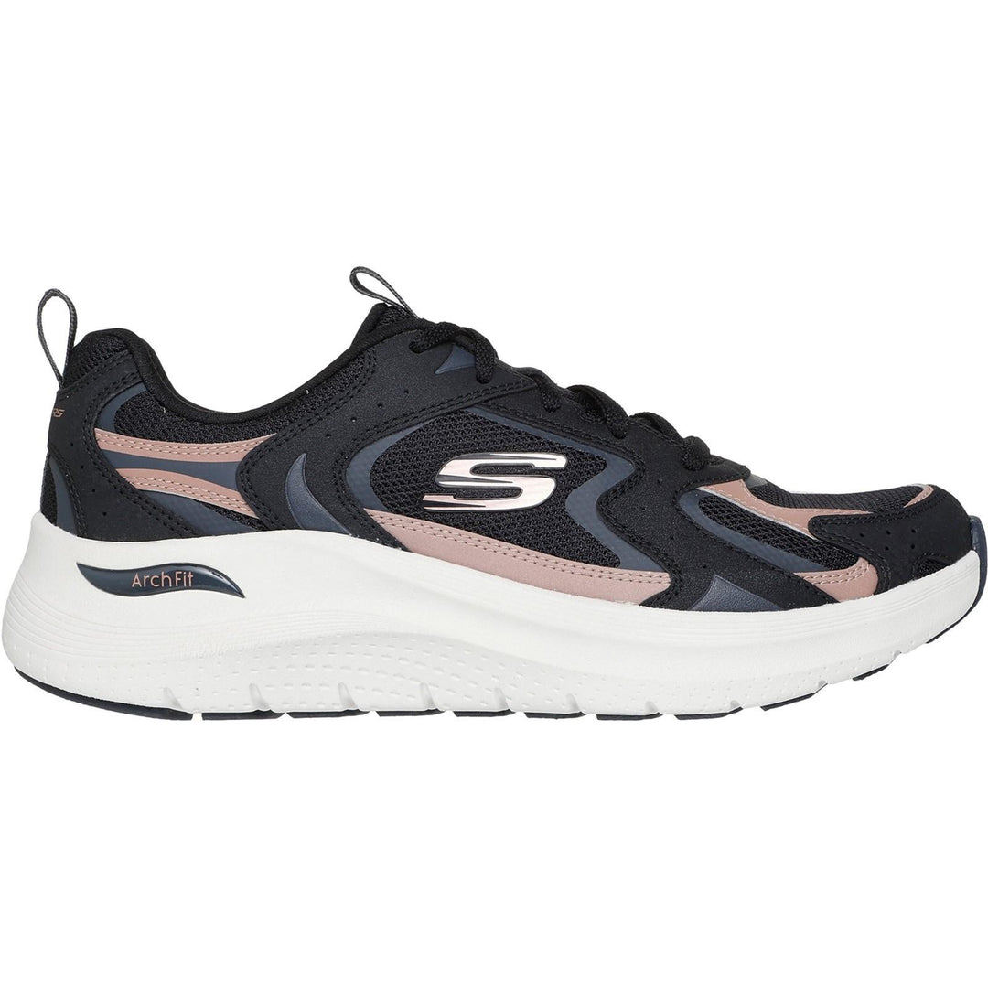 Women's Wide Fit Skechers 150332 Arch Fit 2.0 Vintage Luxe Trainers in Black/Rose Gold - Image 2
