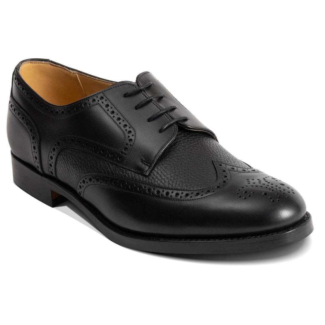 Men's Wide Fit Barker Athlone Derby Shoes in Black - Image 3