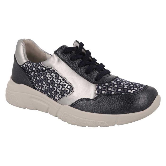 Women's Wide Fit DB Lauren Trainers in Navy / Silver / Leather / Multi - Image 1
