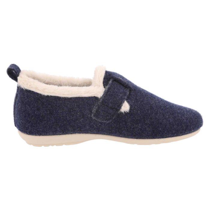 Women's Wide Fit DB Gracie Buckle Slippers in Navy Felt - Image 3