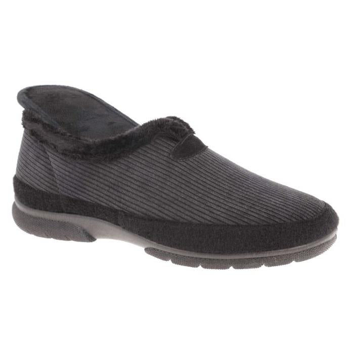 Men's Wide Fit DB Kelvin Slippers in Black Textile - Image 6