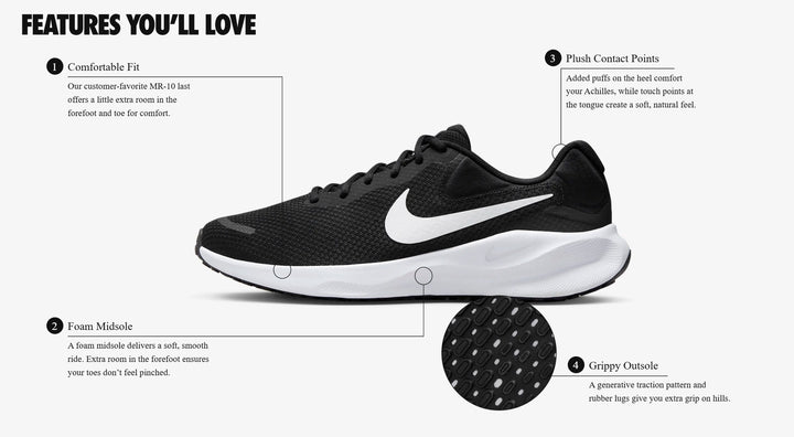 Women's Wide Fit Nike FB8501-002 Revolution 7 Running Trainers