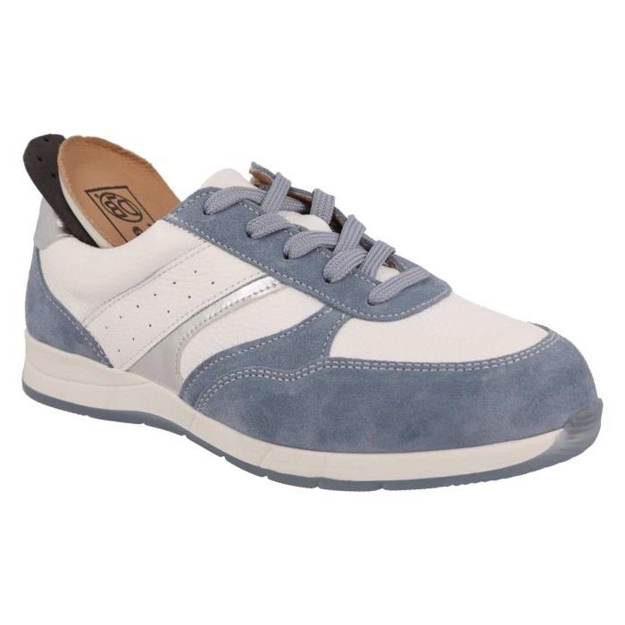 Women's Wide Fit DB Miriam Trainers in Blue Suede / White Leather - Image 5