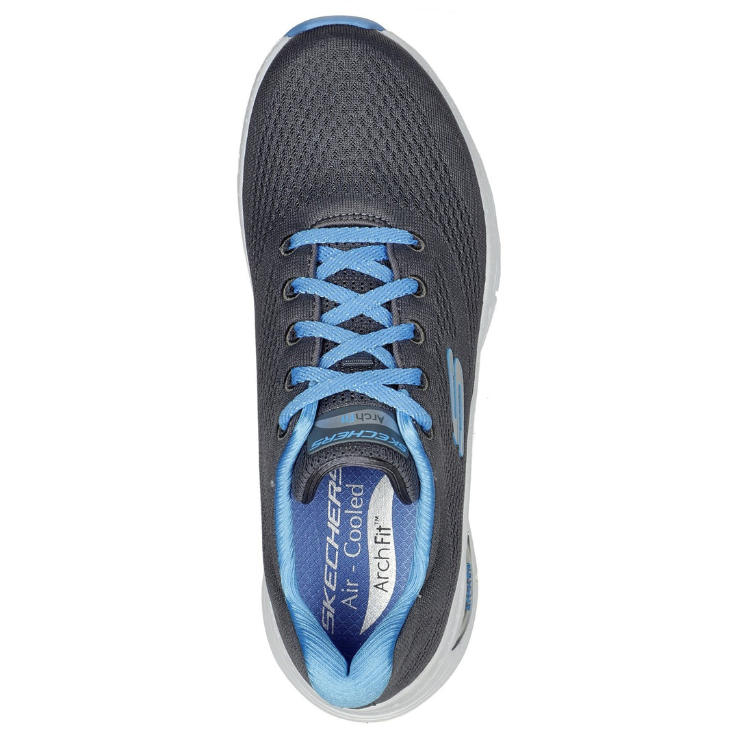 Women's Wide Fit Skechers 149057 Sunny Outlook Trainers in Charcoal/Blue - Image 5