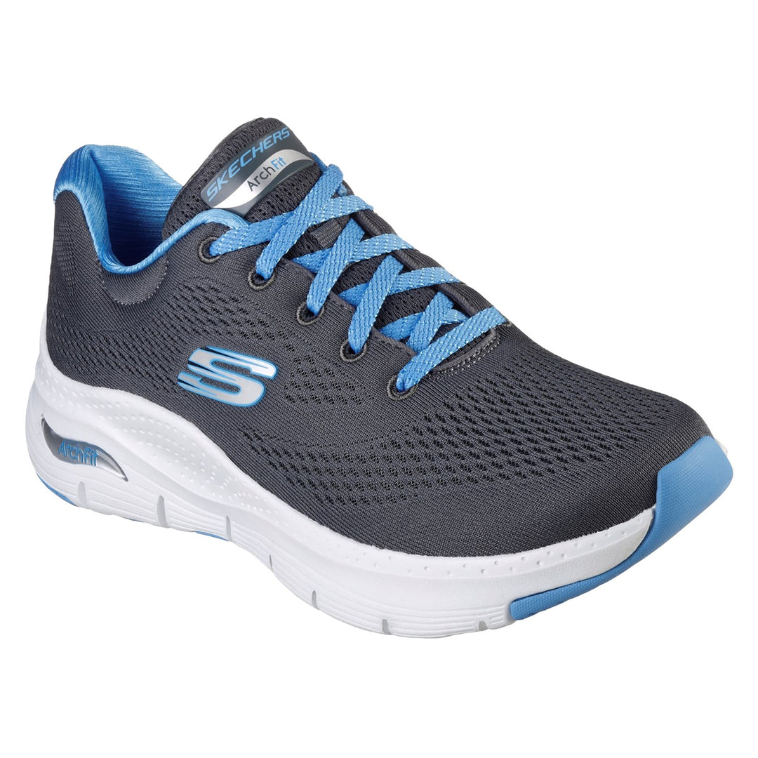 Women's Wide Fit Skechers 149057 Sunny Outlook Trainers in Charcoal/Blue - Image 3