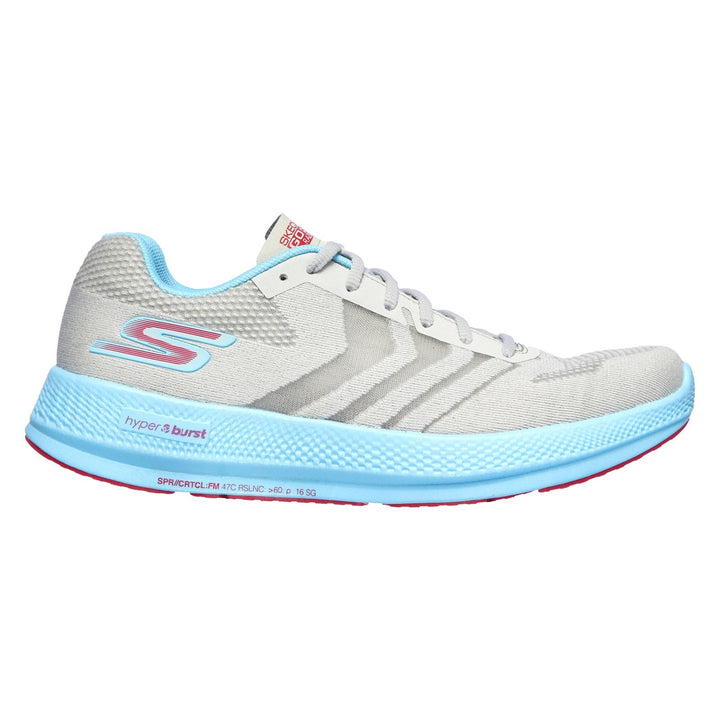 Women's Wide Fit Skechers 130001  Go Run Razor + Sports Trainers - Grey/Aqua/Pink