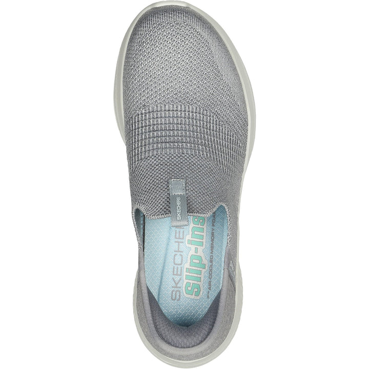 Women's Wide Fit Skechers 149709W Slip-ins Ultra Flex 3.0 Smooth Step Trainers - Light Grey