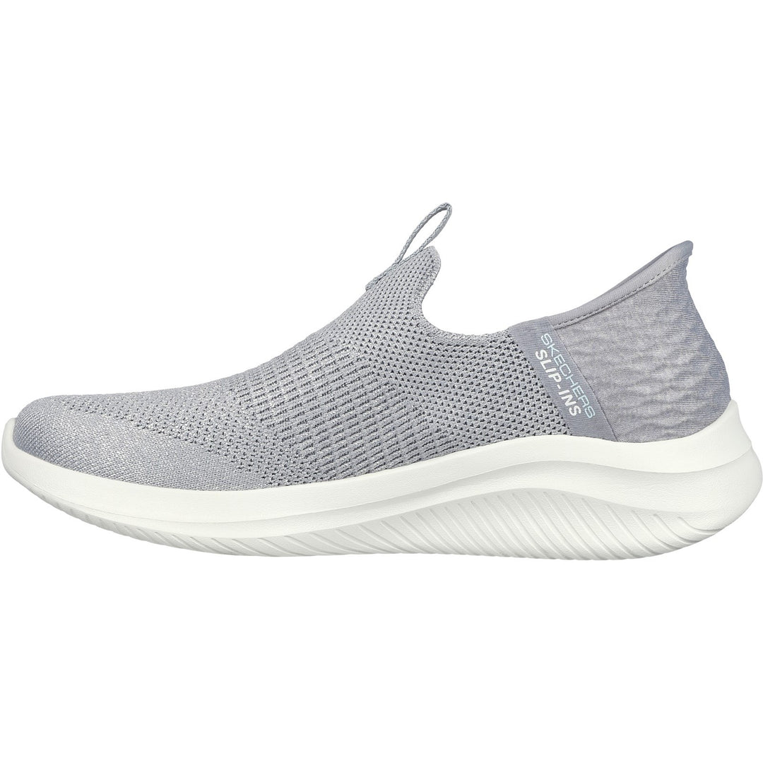 Women's Wide Fit Skechers 149709W Slip-ins Ultra Flex 3.0 Smooth Step Trainers - Light Grey
