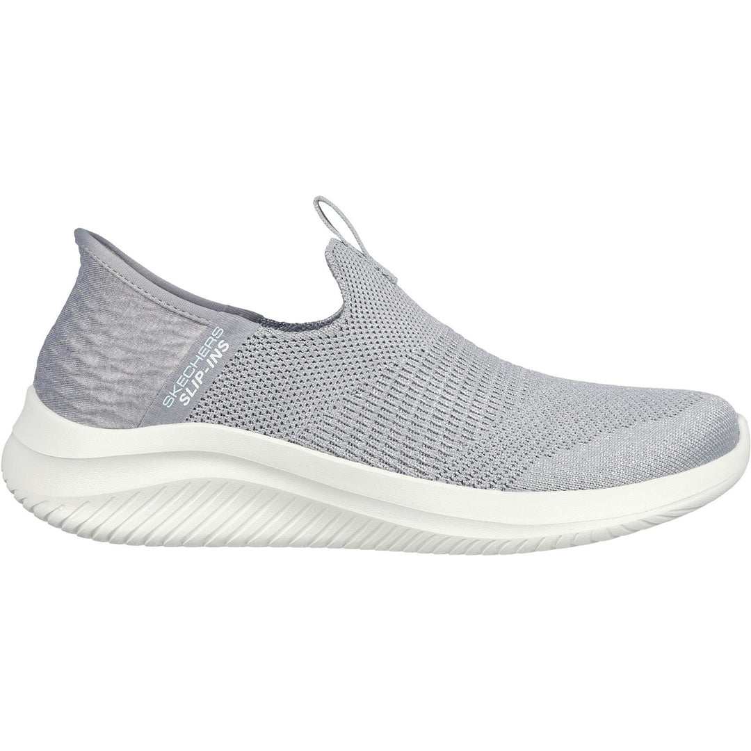 Women's Wide Fit Skechers 149709W Slip-ins Ultra Flex 3.0 Smooth Step Trainers - Light Grey