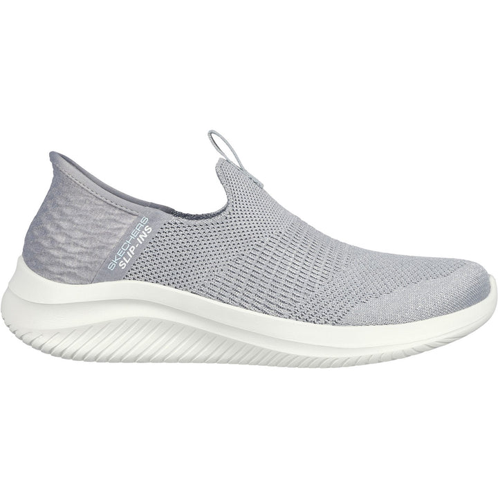 Women's Wide Fit Skechers 149709W Slip-ins Ultra Flex 3.0 Smooth Step Trainers - Light Grey