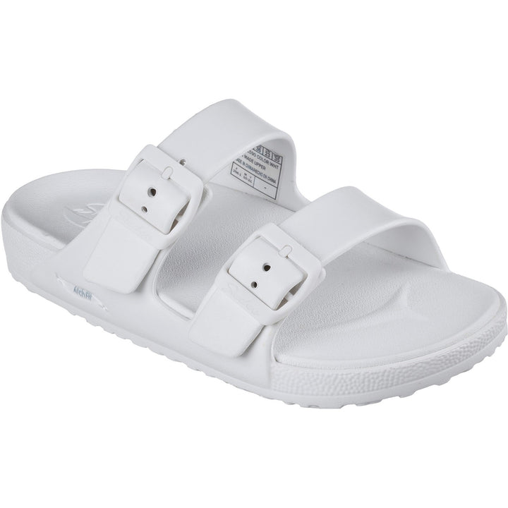 Women's Wide Fit Skechers 111590 Foamies Arch Fit Cali Breeze 2.0 Slippers in White - Image 1
