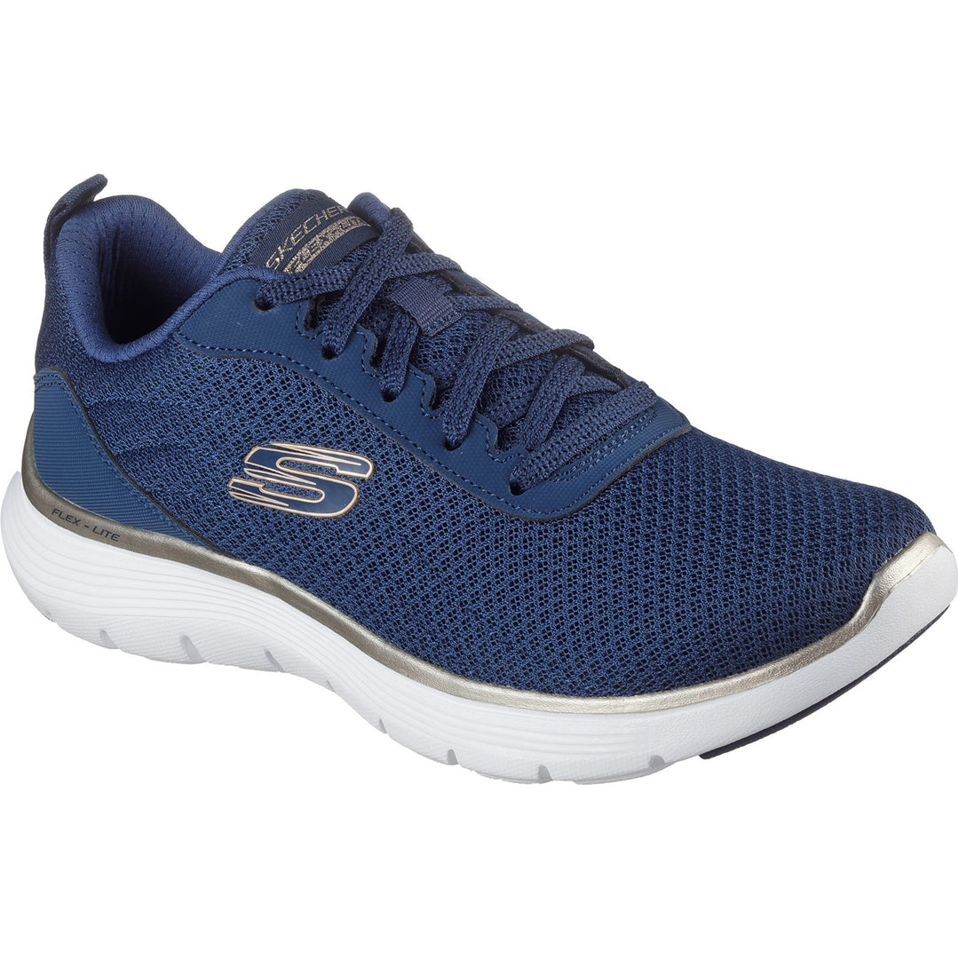 Womens Wide Fit Skechers 150206 Flex Appeal 5.0 Uptake Trainers in White/Silver - Image 14