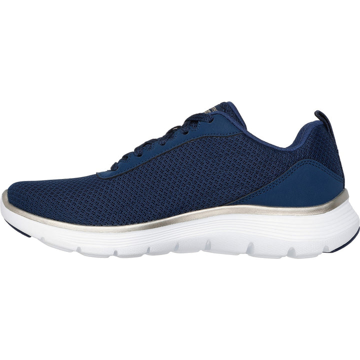 Womens Wide Fit Skechers 150206 Flex Appeal 5.0 Uptake Trainers in White/Silver - Image 1
