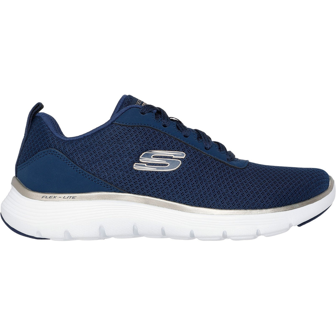 Womens Wide Fit Skechers 150206 Flex Appeal 5.0 Uptake Trainers in White/Silver - Image 13