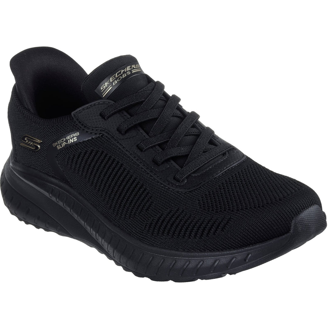 Women's Wide Fit Skechers Slip-ins 117497 Waves Bobs Sport Squad Trainers in Black - Image 3