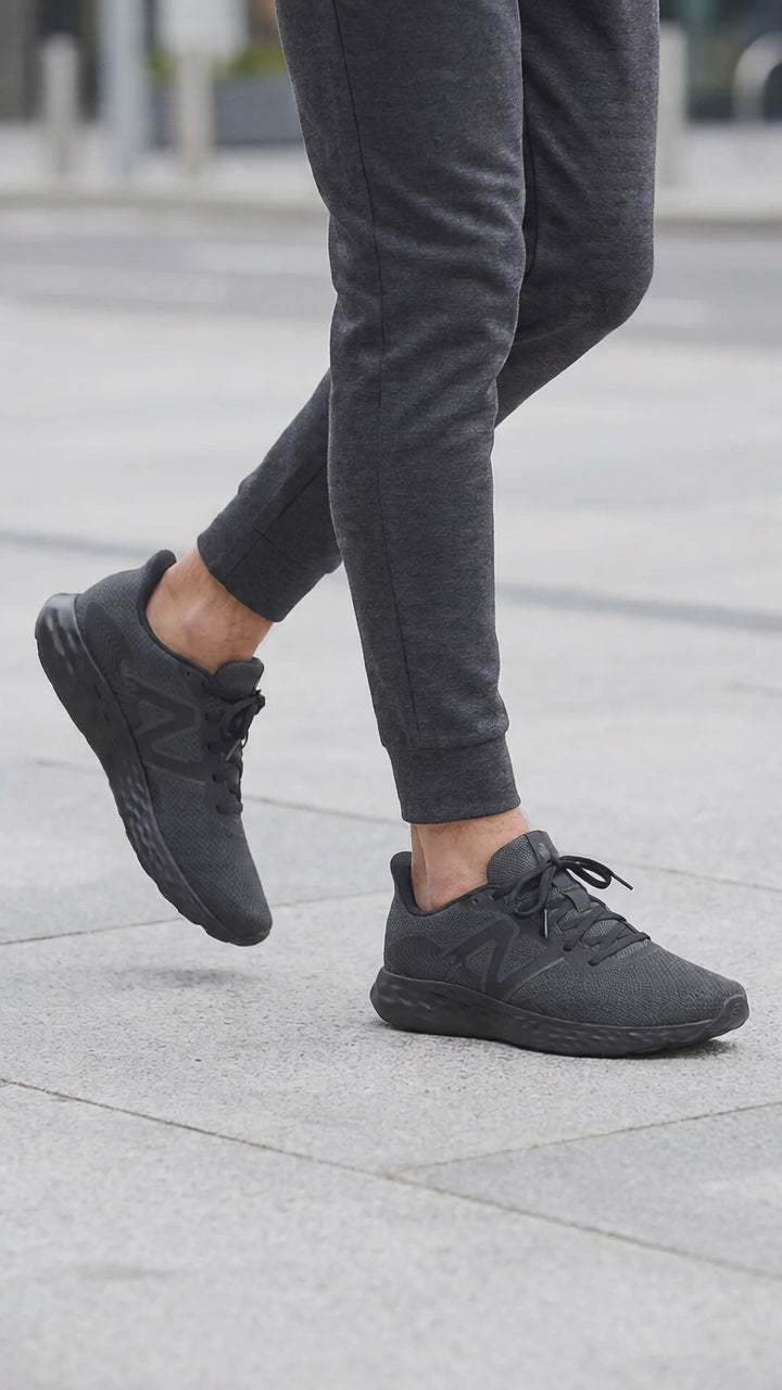 Men's Wide Fit New Balance M411LK3 Walking and Running Trainers - Black in Black - Image 2