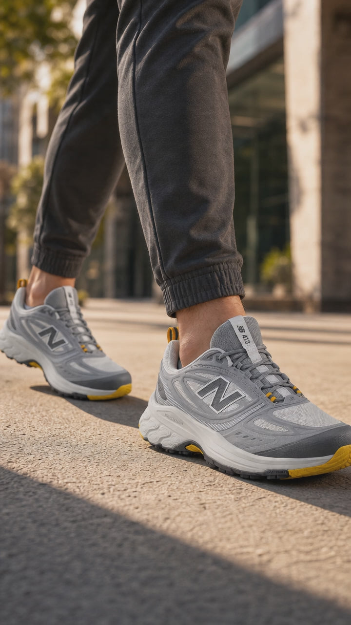 Mens Wide Fit New Balance M4105G0 Fresh Foam Trail Trainers in Grey - Image 1