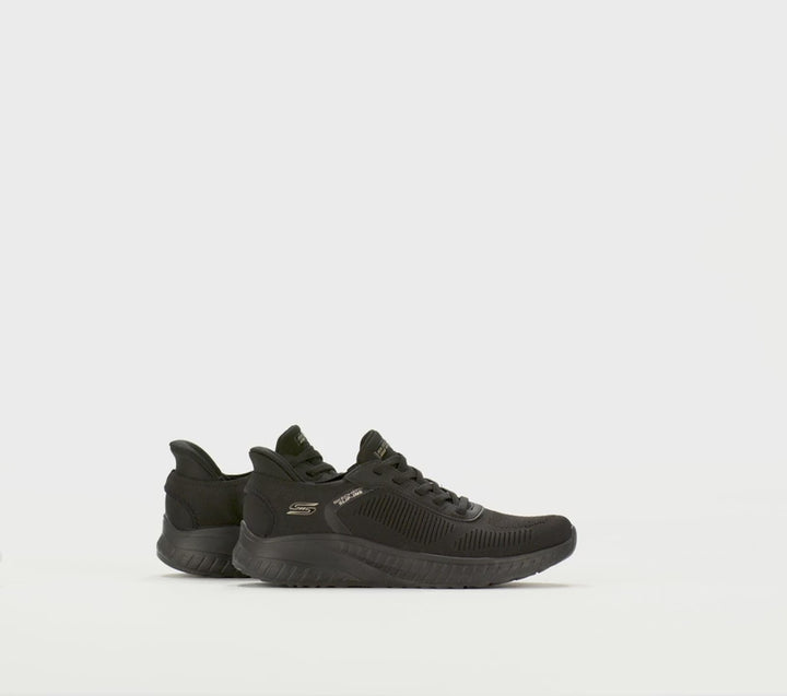 Women's Wide Fit Skechers Slip-ins 117497 Waves Bobs Sport Squad Trainers in Black - Image 1