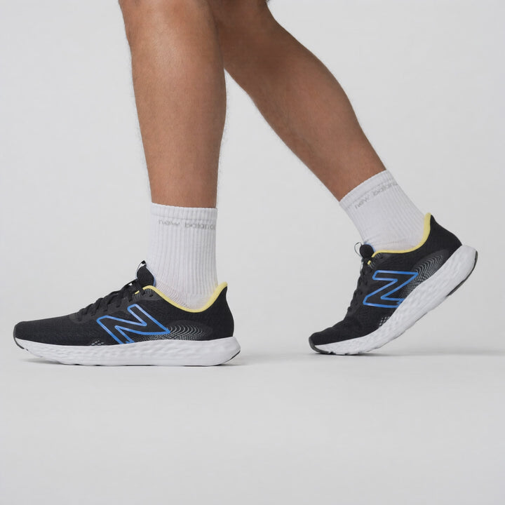 Men's Wide Fit New Balance M411RM3 Walking and Running Trainers in Black/Yellow - Image 1
