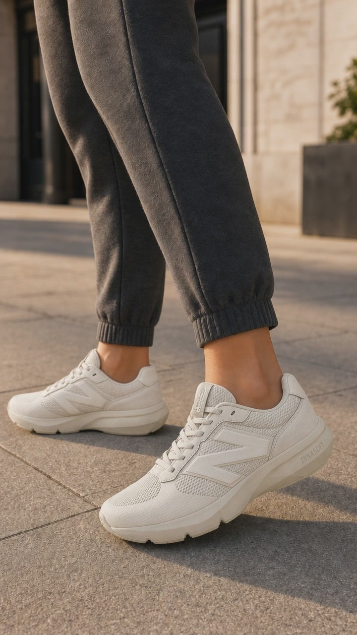 Womens Wide Fit New Balance U8002IH Dynasoft Trainers in Beige - Image 2