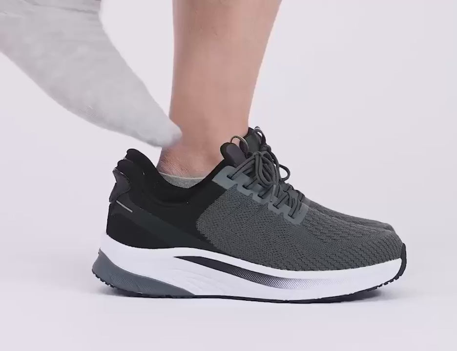 Men's Wide Fit Orthofeet 20017 Tilos Hands-free Trainers in Grey - Image 3
