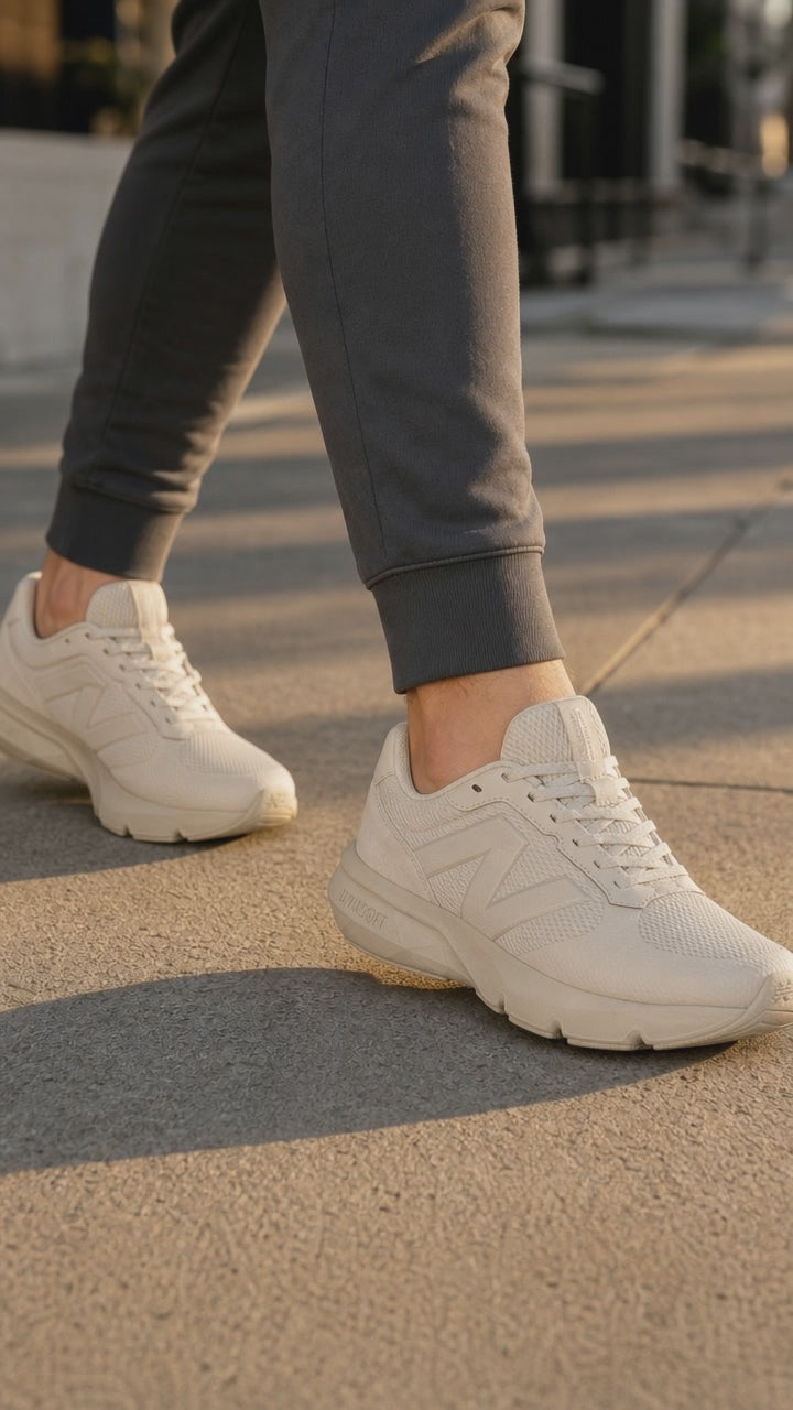 Mens Wide Fit New Balance U8002IH Dynasoft Trainers in Beige - Image 1