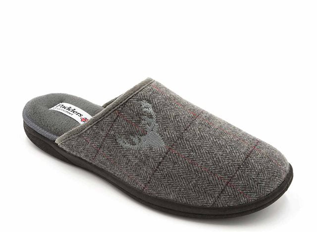 Mens Wide Fit Padders Stag Mule Slippers