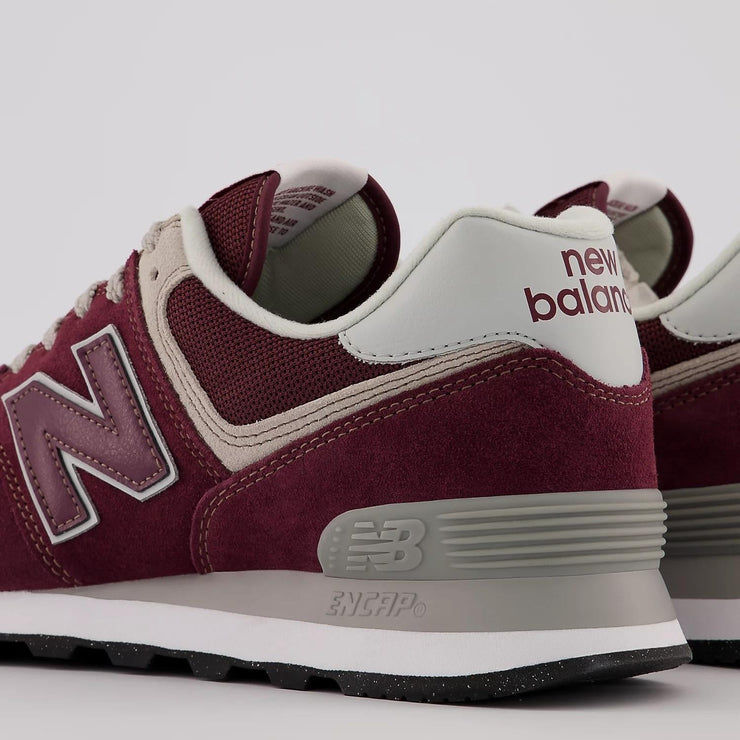 Women's Wide Fit New Balance  ML574EVM Running Trainers - Exclusive - Burgundy/White ENCAP