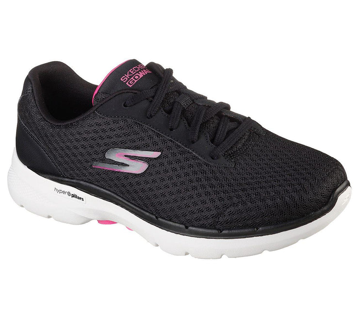 Women's Wide Fit Skechers 124514 Go Walk 6 Iconic Vision Trainers