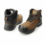 Mens Wide Fit Grafters M9508B 4E Safety Boots Dark Brown