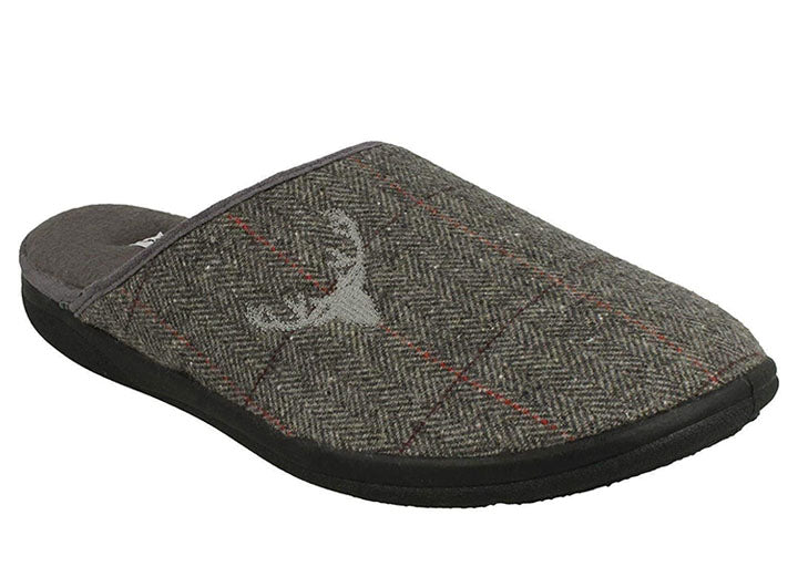 Mens Wide Fit Padders Stag Mule Slippers